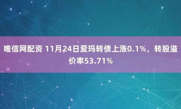 唯信网配资 11月24日爱玛转债上涨0.1%，转股溢价率53.71%